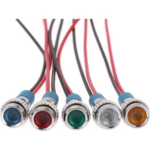 1pc 6mm Waterproof Warning LED Metal Indicator Light Signal Lamp 24V 220V Machine Car Boat Working PC Power Red