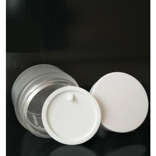 High Quality, 5g 10g 20g 30g 50g Empty, Frosted Matt Clear,glass Cosmetic Container,refillable Cosmetic Package with White Lid
