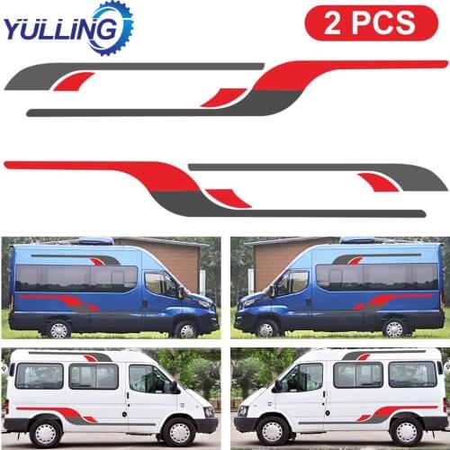 YULLING 4pcs Car Vinyl Graphics Decals Stickers For Ford TRANSIT LWB Caravan Trailer Camper Van Motorhome Decals Stickers