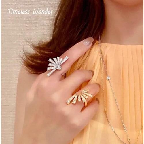 Timeless Wonder Fancy Zirconia Geo Floral Stackable Rings for Women Punk Cocktail Goth Ins Designer Trendy Egirl Emo Mix 1357