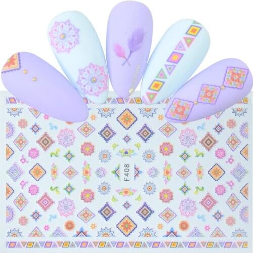 1Pc Geometric Nail Decals 3D Ultra thin Back Gummed Nail Disign Self-adhesive Transfer Stickers For Nails DIY Art Nails Stickers