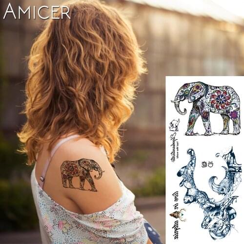 1 piece Fantasy Color Elephant deer Hot Large animal Temporary Tattoo Waterproof Tattoo Sticker for women men