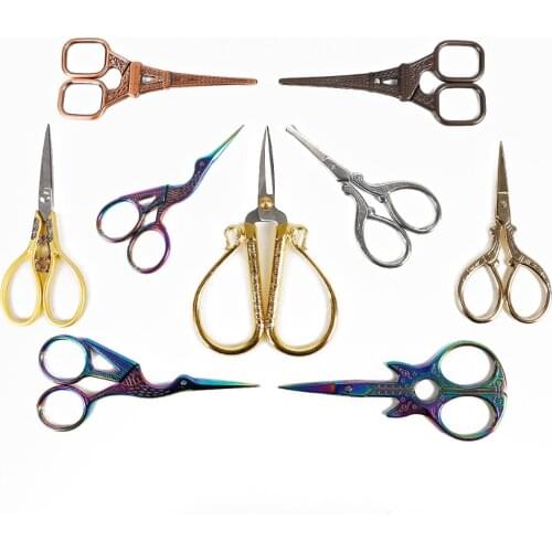 1pc/lot Durable Stainless Steel Vintage Classic Embroidery Scissors Nail Art Stork Crane Bird Scissors Cutters Styling Tools
