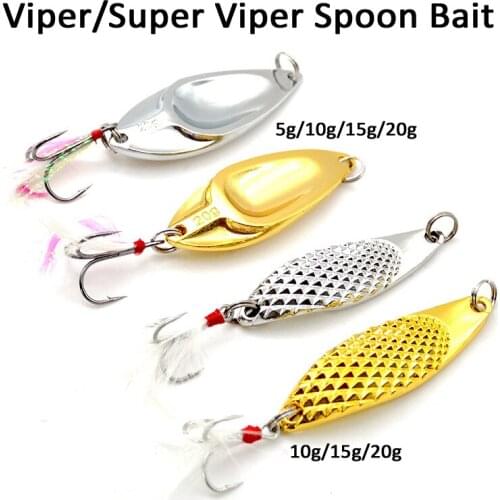 2pcs/Lot Metal Viper Spoon Trout Lure Artificial Bait 5g 10g 15g 20g Blood Tank Hooks Fishhook Pesca Fishing Tackle Isca