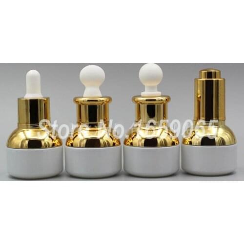20ml white glass Essential Oil dropper bottle w golden shoulder Dispensing Container Liquid Pipette Eye Drop Aromatherapy