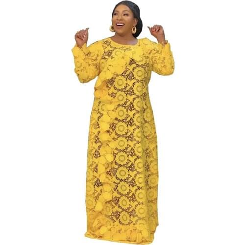 African Dresses for Women 2021 Spring Africa Clothing Muslim Long Dress Fashion Lace Dress American Clothing African Clothes