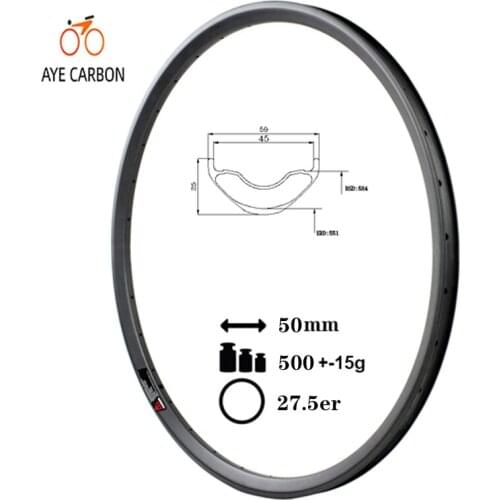 T700 50mm wide 25mm depth tubeless ready carbon fiber rims carbon MTB bicycle rim 27.5er all mountain bike symmetric rims for AM