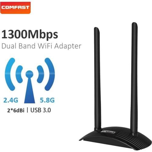 In Stock!1300Mbps wireless wifi adapter USB3.0 dual Band 6dbi 802.11ac Free drive Gigabit High Power Network Card WI FI receiver
