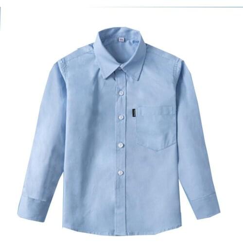 YourSeason Toddler Boy Blouses With Pocket Cotton Long Sleeve White Button Tops Bottom Casual Shirts For Teenage School Boys