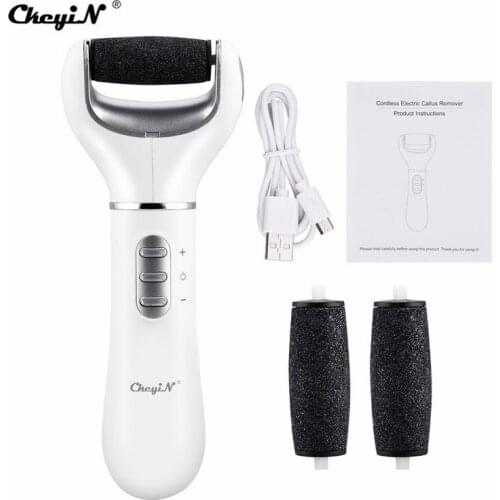 CkeyiN Electric Foot Callus Remover Pedicure Tools for Hard Cracked Heels Dry Skin 3 Speeds 4 Rollers Feet Hard Skin Remover 50