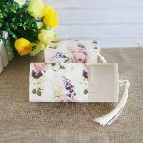 Flower design Drawer Wedding Candy Box Wedding Guests Gift Boxes Party favors candy gift box with tassel 50pcs/lot
