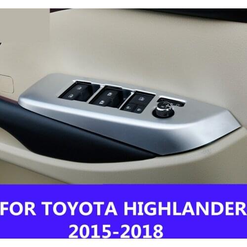 Window Control Panel Glass Lifter Switch Cover Trim Protectors Car Styling Interior decoration FOR TOYOTA HIGHLANDER 2015-2018