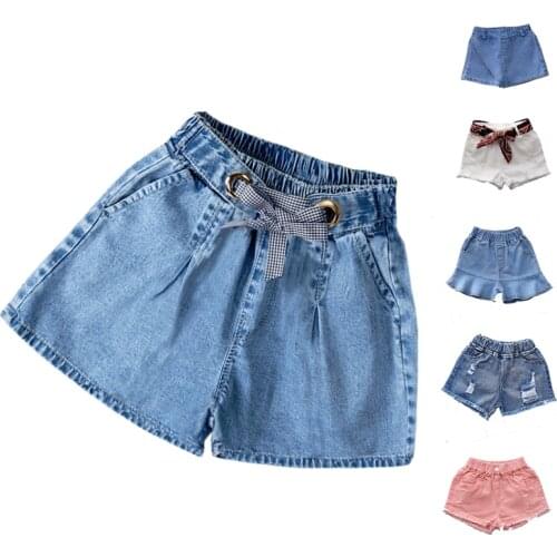 Kids Girl Short Jeans Pants 2020 New Kids Summer Denim Shorts Baby Cotton Clothes Children Loose Jeans Shorts For 5-15Y GL105