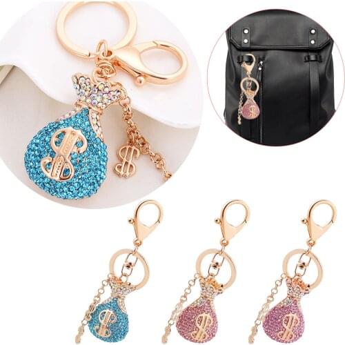 Hot Selling Girls Decorative Pendant Alloy Diamond-Studded DollarA Purse Key Chain Car Pendant LuckyA Bag Bag Hanging