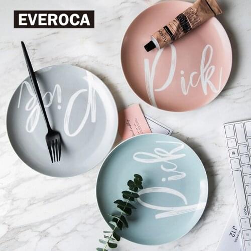 Ceramic Plate Round Morandi Color Nordic Home Disc Main Course Western Food Steak Breakfast Plate Kitchen Supplies