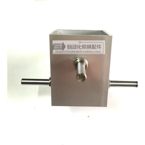 90 Degree Right Angle Reversing Gearbox 1 to 2 45 Degree Helical Gear 8mm Cross Double Output Shaft Variable Speed Angle Device