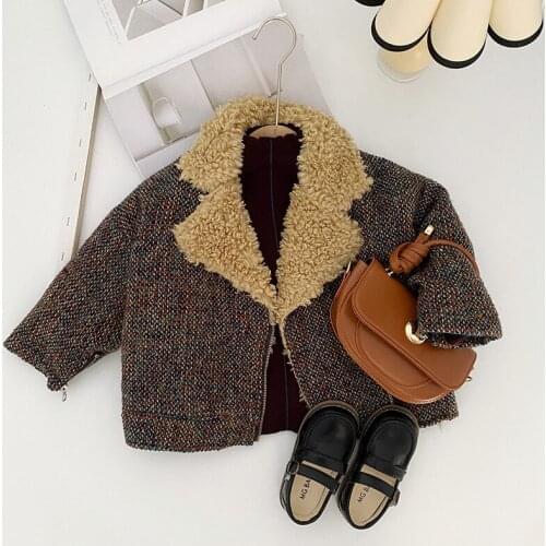 Unisex Toddler Kids Jacket Autumn Winter Boy Children Korean Loose Thick Coat Lambswool Lapel Warm Jackets for Girls 2020 New