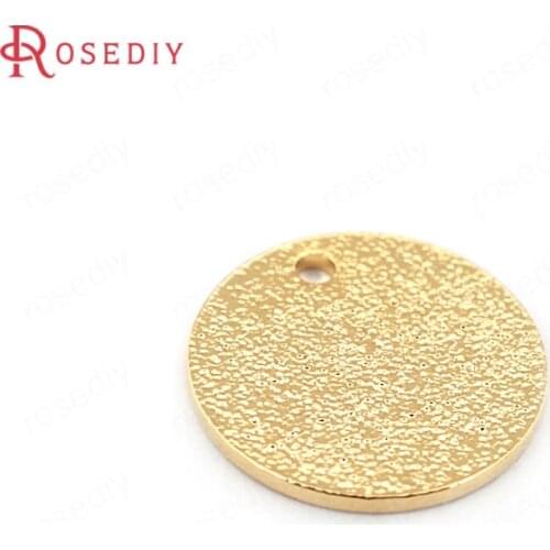 33641)20PCS 8MM 12MM 24K Gold Color Brass Frosted Round Disk Charms High Quality Diy Jewelry Findings Accessories