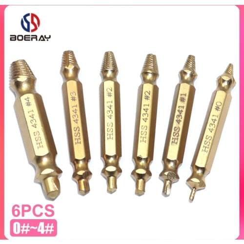 6pcs/Set Broken Head Screw Removal Tool Hex Shank HSS Drill Bit Kit Damaged Bolt Screws Extractor Remover Stripping Tool