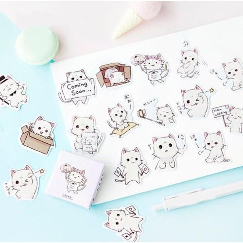 45pcs/box Cute Kawaii Selfie Cats Decorative Adhesive Stickers Scrapbooking DIY Diary Album Stick Label Stationery