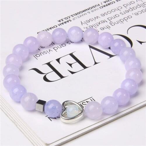 New Trendy Gentle Heart Charm Bracelets For Women Lucky Love Friendship Handmade Natural Stone Beaded Elastic Bracelet Girl Gift