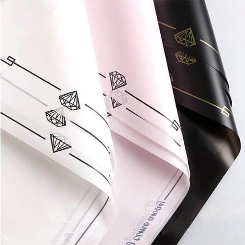 Diamond Print Flower Wrapping Paper 20pcs 58*58cm Waterproof Transparent Matte Paper Bouquet Wrapping Paper