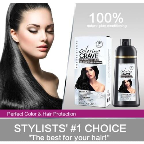 Coloring CRAVE Organic Natural Instant Black Dye 5 Minutes Plant Essence Hair Color Shampoo 99% Cover Grey Hair