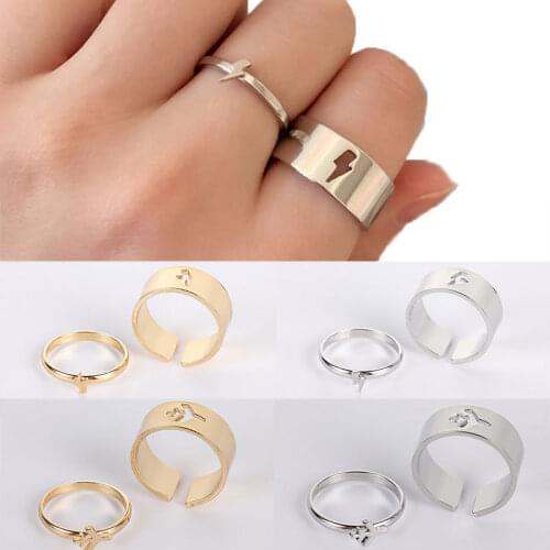 Couple Rings Lightning Bolt Matching Rings For Women Men Wedding Set Promise Ring For Lovers Matching Silver Color Rings