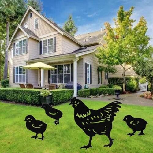 Rooster Acrylic Animal Stakes Chicken Garden Silhouette Yard Art Lawn Stakes Metal Hen Yard Decor Gift Garden Statues Decoration
