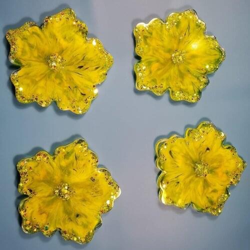 5 Pcs/Set Coaster Tray Epoxy Resin Mold Cup Mat Pad Silicone Mould DIY Crafts Decorations Casting Tool