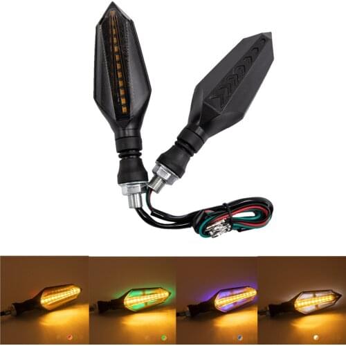 2PCS Motorcycle Turn Signals LED Light Flowing Flashing Indicator Sequential 12V Tail Stop Signal Running Lamp Universal