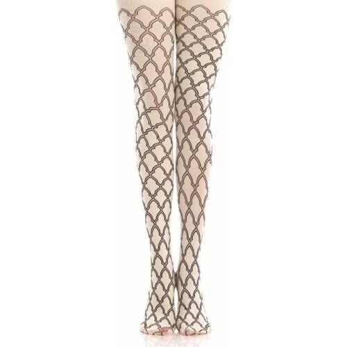 Simple Wild fan-shaped Rhombic Printed Pantyhose