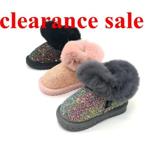 Claladoudou 12-18CM Kids Girls Bling Bling Snow Boots 1-2-3-6 Years Old Baby Girl Ankle Boots Grey Baby Shoes Toddler Booties 11