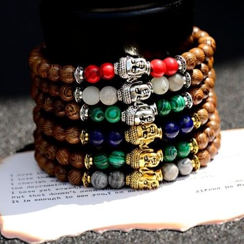 Buddhism Tibetan Bracelet For Women Ethnic Buddhism 6mm Wood Beaded Homme Yoga Bracelet Prayer Fashion Men Jewelry Gift