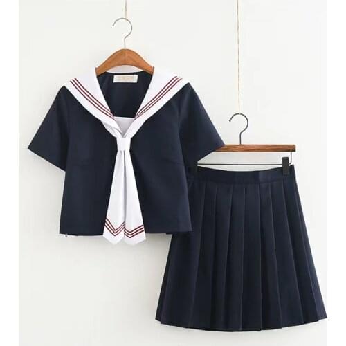 Jk School Uniform Orthodox College Wind Black Long-sleeved Female Cos Pleated Skirt Japanese Suit Sailor Suit Student Wear XXL