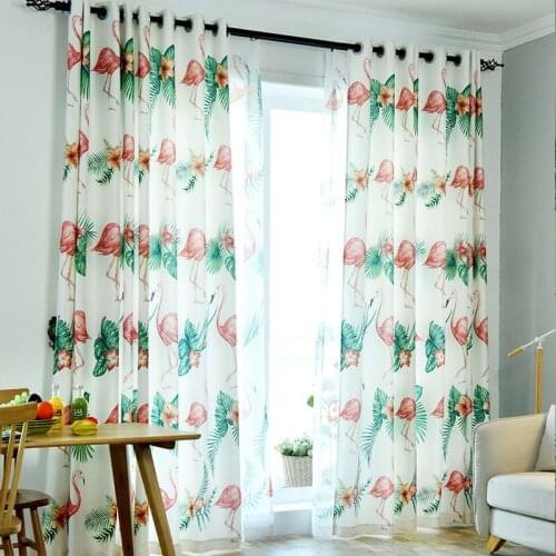 Nordic Style Flamingo Blackout Curtains for Living Room Kitchen Custom Made Blinds Finished Window Drapes