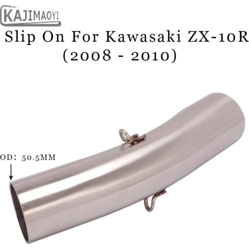 Slip On For Kawasaki ZX-10R zx10r 2008-2010 Motorcycle Exhaust Escape Modified Stainless Steel Middle Link Pipe 51mm interface