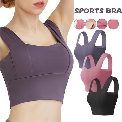 Women Breathable Sports Bras Absorb Sweat Shockproof Padded Sports Bra Top Athletic Gym Running Fitness Sports Underwears