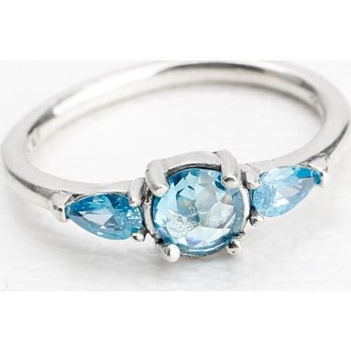 925 Silver Silver Women Ring with Patterns of Frost, Moonlight Blue & Sky-Blue CZ for Women Fine Jewelry