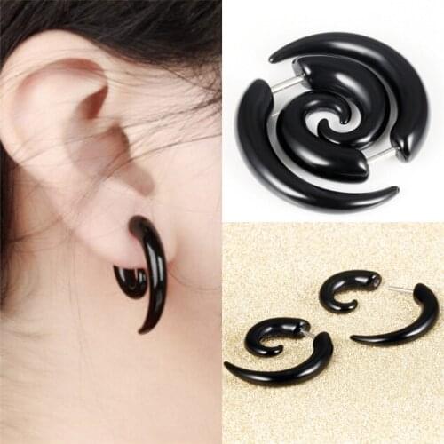 Fashion Black 1 pair Black Horns Earrings Women Punk Hip Hop Jewelry Anti-Allergies Brincos Pendientes Bijoux