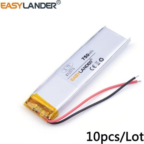 10pcs /Lot 3.7v lithium Li ion polymer rechargeable battery 432570 750mAh For Bluetooth Headset 3D glasses Smart watch