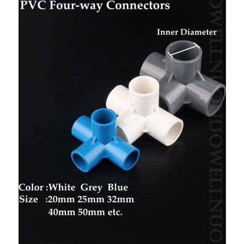 10pcs PVC Connectors Water Supply Pipe Fittings Equal Four-way Garden Irrigation Pipe Adapter Greenhouse Tube Joint