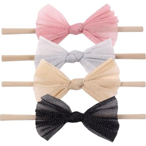 2020 New Baby Bowknot Headband Soft Nylon Bows Headbands For Baby Girls Hair Accessories