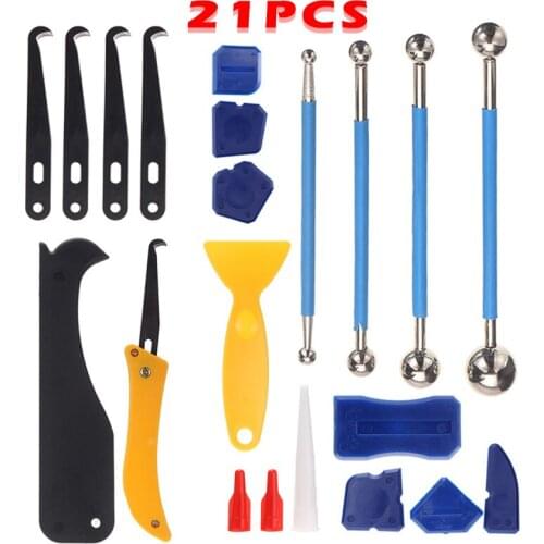 21pcs Caulking Tools Sealant Scraper Finishing Grout Adhesives & Sealers Remover Floor Finisher Caulking Remover Kit