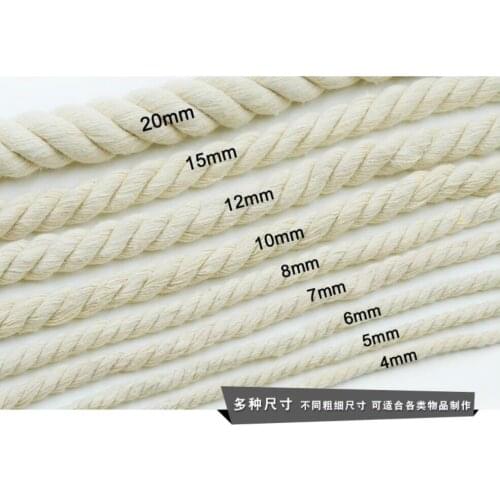 3-10mm White Cotton Twisted Braided Cord Rope Diy Handmade Home Textile Accessories Craft Macrame String Wedding Decoration