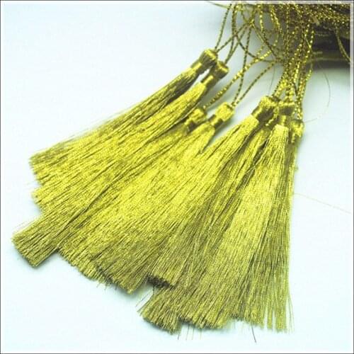 50pcs golden tassel pendants for DIY jewelry making keychain designs charms curtain ornaments mobile hanging size 8cm length top