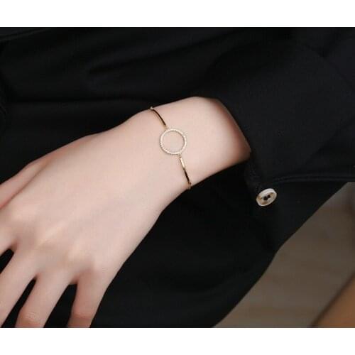 925 Sterling Silver Korean Elegant Fashion Charming Shiny Zircon Gold White Gold Circle Bracelet Jewelry for Women Gift New