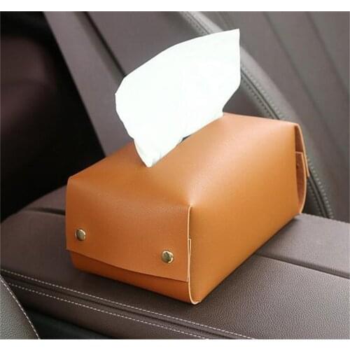 Car 3 Colors Tissue Box Bag Armrest Seat Back PU Leather Tissue Box Napkin Holder Tissue Holder Car Seat Box Auto Accessories