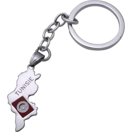Zkd Tunisie map National Flag key chain & key ring country map jewelry