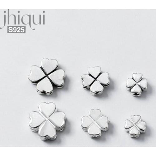3PCS 925 Sterling Silver Loose Beads Clover Shape Charm Spacer Beads DIY Bracelet Necklace Making Fine Jewelry Accessories